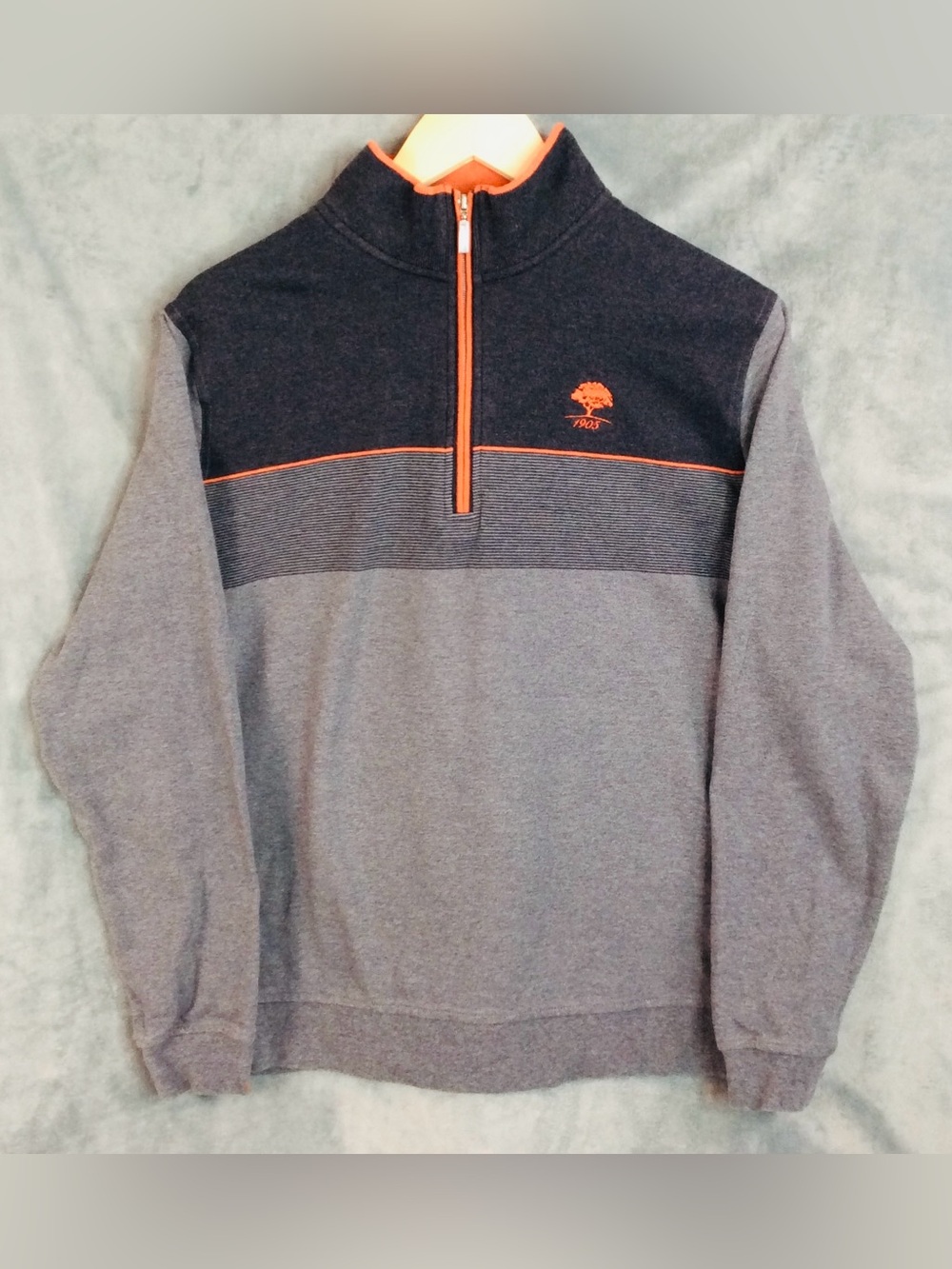 Carnoustie Men's Quarter-Zip Sweater - Gray with Orange Trim